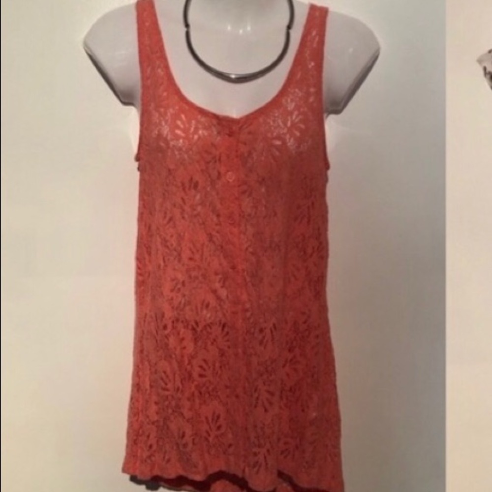 Coral Lace Tank Top w/ buttons!!!  Size S